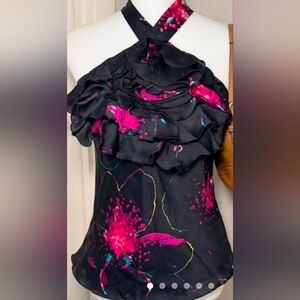 Express Ruffle Rosett Halter Top